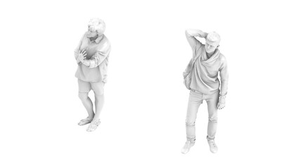 3D High Poly Humans - SET6 Monochromatic - Isometric View 2