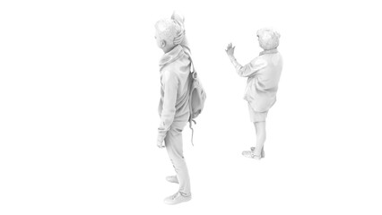 3D High Poly Humans - SET6 Monochromatic - Perspective View 4