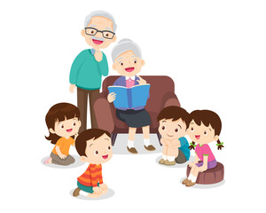 Grandparents read fairy tales to their grandchildren 5