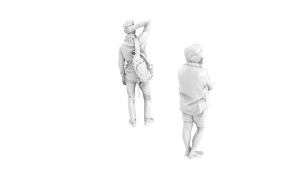 3D High Poly Humans - SET6 Monochromatic - Perspective View 5