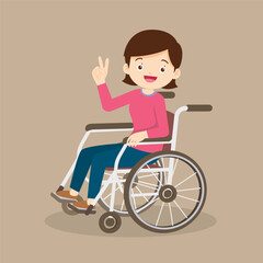 Fototapeta premium Woman is sitting in a wheelchair.female patient in wheelchair