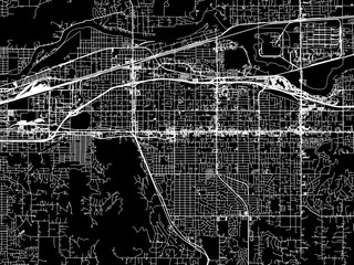 Vector road map of the city of  Spokane Valley Washington in the United States of America with white roads on a black background.
