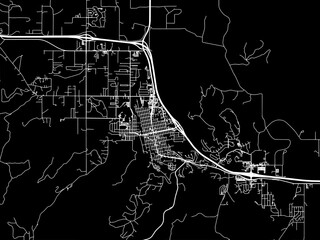 Vector road map of the city of  Spearfish South Dakota in the United States of America with white roads on a black background.