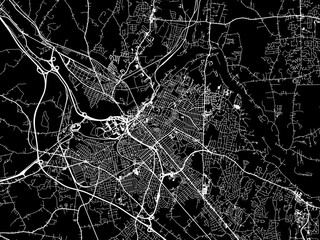 Vector road map of the city of  Schenectady New York in the United States of America with white roads on a black background.