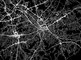 Vector road map of the city of  Spartanburg South Carolina in the United States of America with white roads on a black background.
