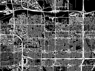 Vector road map of the city of  Tempe Arizona in the United States of America with white roads on a black background.