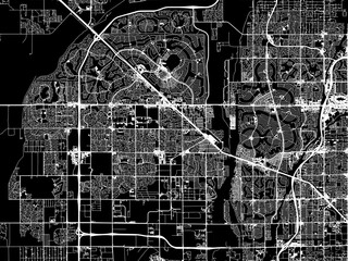 Vector road map of the city of  Surprise Arizona in the United States of America with white roads on a black background.