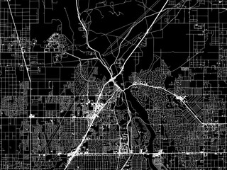 Vector road map of the city of  Victorville California in the United States of America with white roads on a black background.