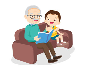 Grandparents read fairy tales to grandchildren