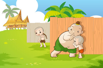Obraz na płótnie Canvas Traditional Thai Children are playing game