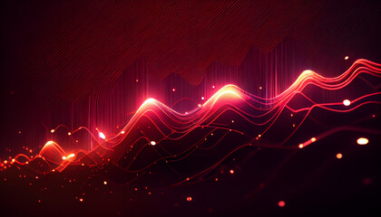 Abstract futuristic background with red glowing neon moving high speed wave lines and bokeh lights. Data transfer concept Fantastic wallpaper Ai generated image