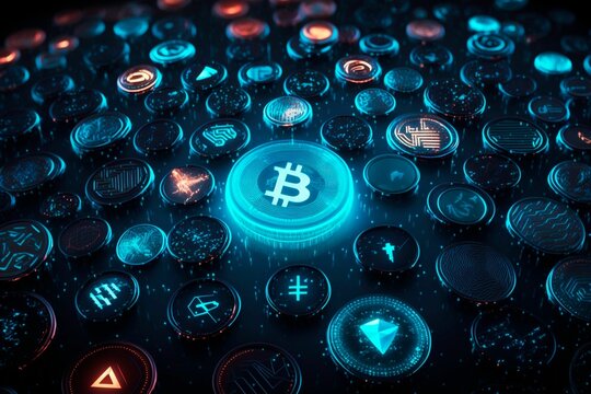 AI generated illustration of a pile of crypto currencies