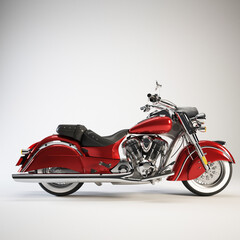 Fototapeta premium Red luxury antique motorbike, big motorbike. Illustration 3D rendering.
