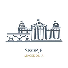 Vector and linear icon of Skopje, Macedonia. Perfect for websites, brochures, and more, this high-quality city icon captures the iconic landmarks and essence of Skopje.