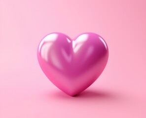 3d Red heart on pink background. heart icon, like and love 3d render illustration in minimal style.