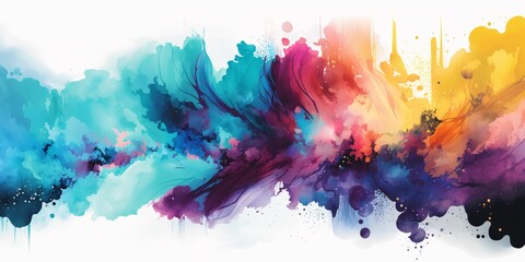 AI generated illustration of a vibrant and dynamic artwork with a combination of watercolor and ink