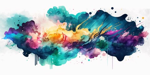 AI generated illustration of a vibrant and dynamic artwork with a combination of watercolor and ink