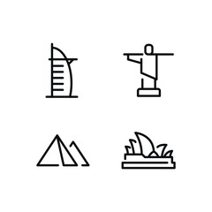 Simple Outline Set of landmark icons.