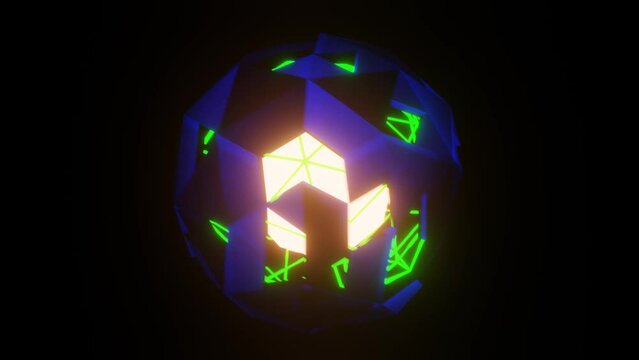 Blue and Lime Green and Ligt Orange Audio Reactive Visual Sphera Background Loop Animation in 4K