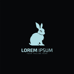 Silhouette of easter bunnies logo, rabbit logo vector icon isolated silhouette on black background.