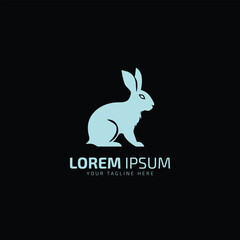Silhouette of easter bunnies logo, rabbit logo vector icon design isolated silhouette on black background.