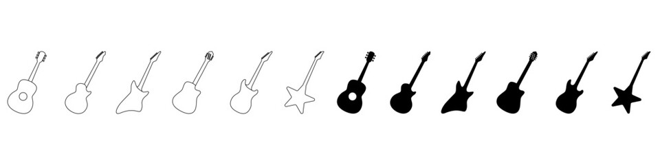 Guitar icon vector set. acoustic illustration sign collection. audio symbol.