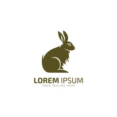 Silhouette of easter bunnies logo, rabbit logo vector icon design isolated silhouette on white background.