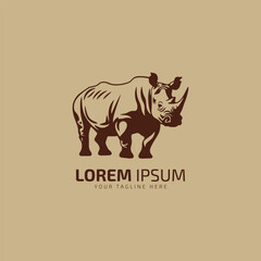 Label with the image of the African rhinoceros. Vector.