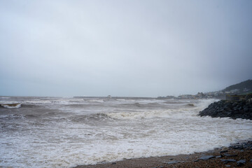 Stormy waves on the coast of England