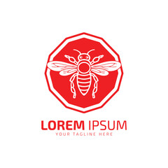 honey bee logo icon vector design template silhouette red bee isolated on white background.