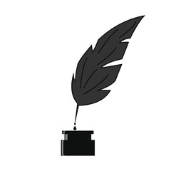 Feather pen and ink bottle icon