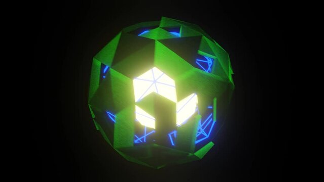Green and Blue and Yellow Audio Reactive Visual Sphera Background Loop Animation in 4K
