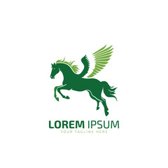 Flying horse logo, flying horse icon, vector illustration colorful isolated green horse on white background.
