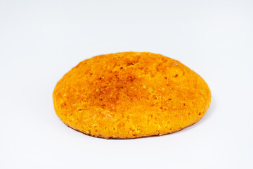 corn cookies for tea on a white background. organic pastry made from cornmeal on a light background. floury colorful pastries