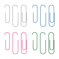 Set of realistic paperclips isolated on transparent background