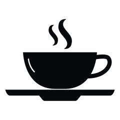 Tea cup with sausage. Simple and solid icon
