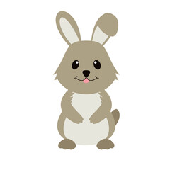 Fototapeta na wymiar Cute cartoon rabbit or bunny. Funny hare for Easter banners and greeting cards. Vector illustration isolated on white background
