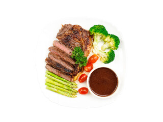 Beef Steak with sauce on transparent background