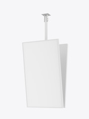 Outdoor digital ceiling mounted display screen blank template, 3d render illustration.