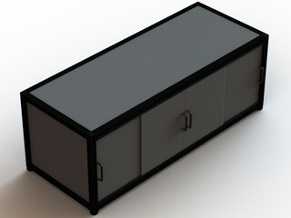 Aluminum Storage Cabinet with Sliding Doors 3D model