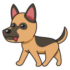 Cartoon cute german shepherd dog for design.