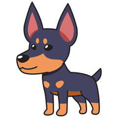Cartoon cute doberman dog for design.