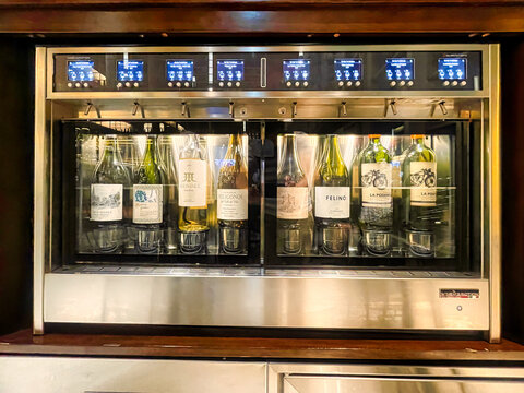 buenos aires, argentina, 04 November 2022: a machine with wine bottles in it to keep the temperature controlled