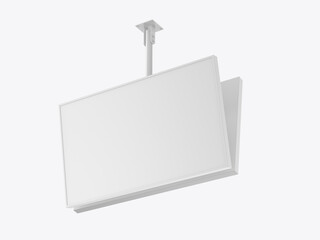 Outdoor digital ceiling mounted display screen blank template, 3d render illustration.