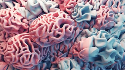 Modern three- dimensional abstract digital background inspired form human brains. Generative AI 1