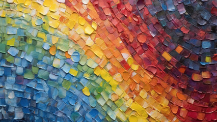 Deco art textured arrangements mixing multicolored oil paint and acrylic paint