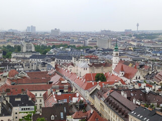 Fototapeta na wymiar Vienna panorama seen from the top of the cathedral
