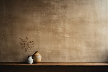 Vintage Brown Wallpaper with Traditional Zen Room.