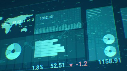 Illustrative animation of a display of global data analytics