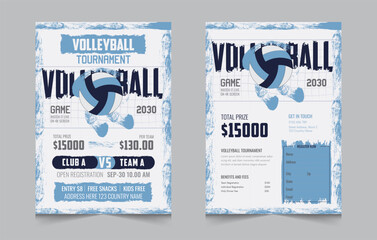  Volleyball championship flyer layout, double sided poster design for Volleyball tournament, vector illustration eps 10